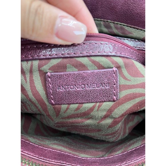 Antonio Melani Womens Satchel Handbag Brown Magnetic Phone Pockets Buckle L - Picture 8 of 9